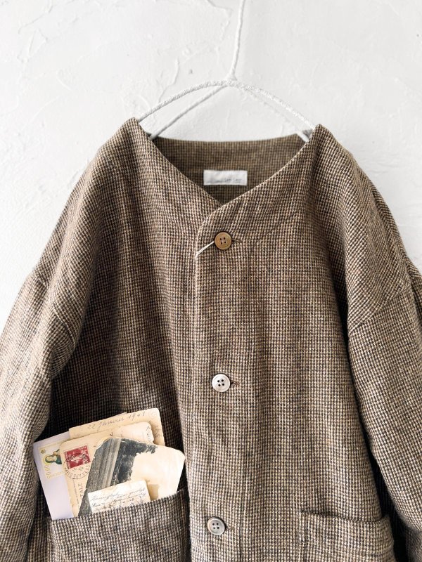画像4: seasew.／103 ツイードノーカラージャケット・ブラウンチェック (4)