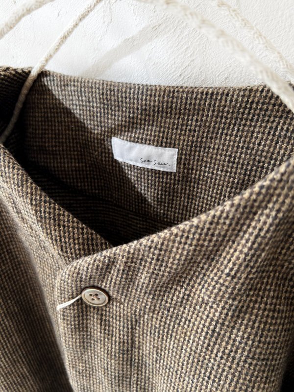 画像10: seasew.／103 ツイードノーカラージャケット・ブラウンチェック (10)