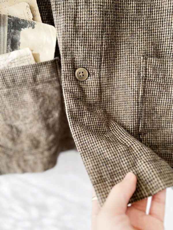 画像5: seasew.／103 ツイードノーカラージャケット・ブラウンチェック (5)