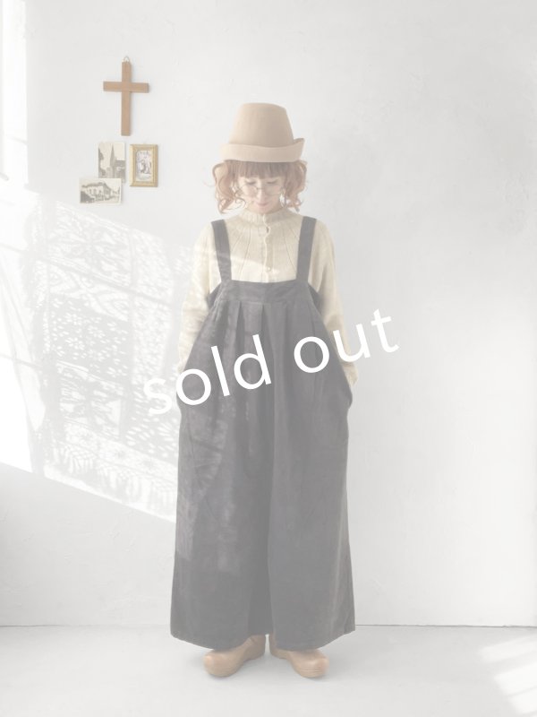 画像13: SO／綾コーデュロイサロペット・チャコール (13)