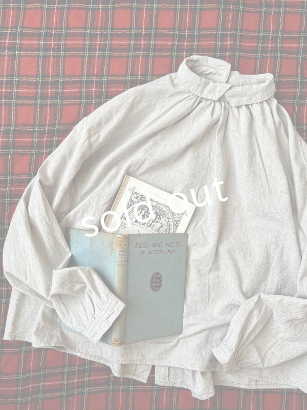 画像2: SO／重なり衿の2wayブラウス・グレーシャンブレー (2)