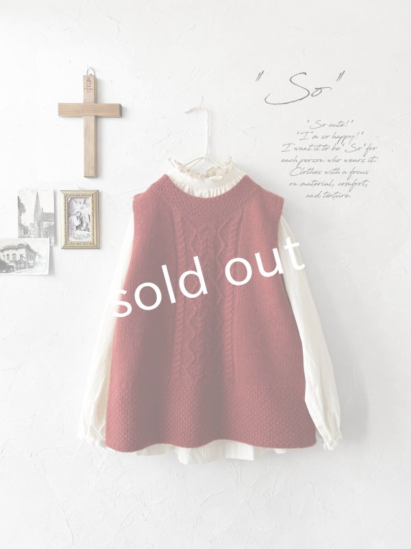 画像2: SO／後ろボタンニットベスト・オキシドレッド (2)