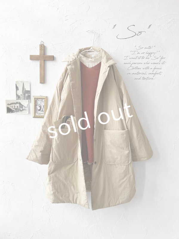 画像1: SO／ふわふわ中綿キルティングコート・ベージュ (1)