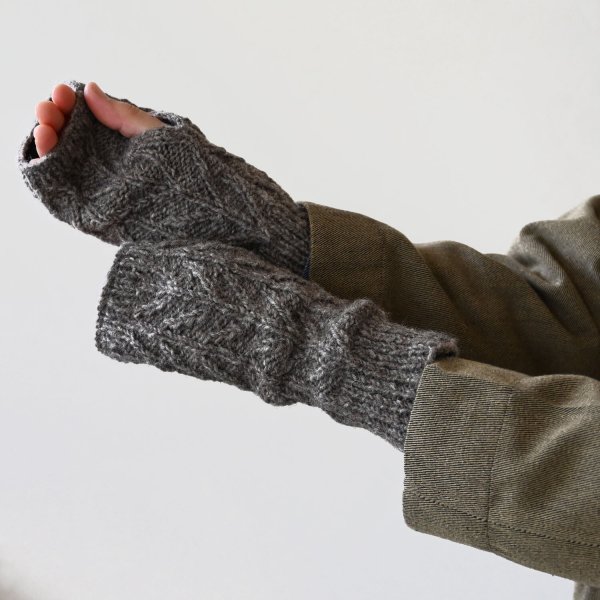 画像4: Sana Hastakala／Nepal knit arm warmer・杢ブラウン (4)