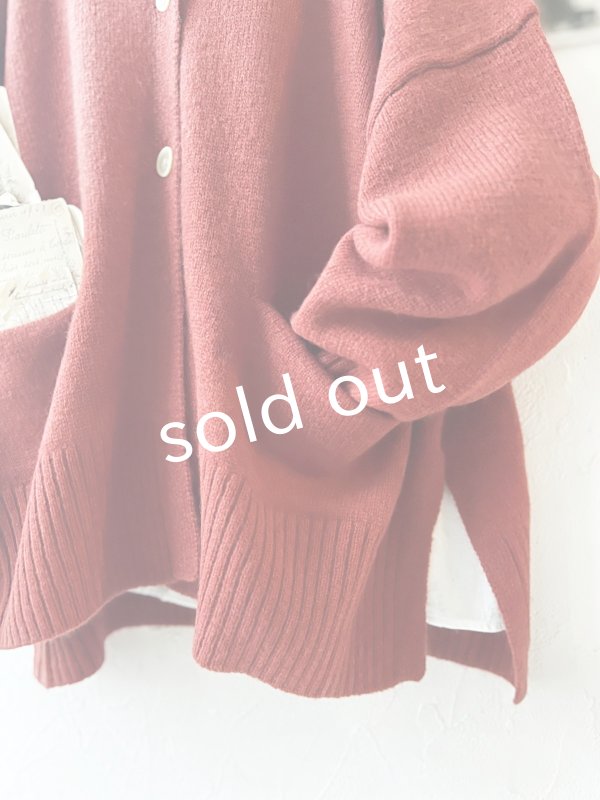 画像3: SO／サイドスリットカーディガン・オキシドレッド (3)