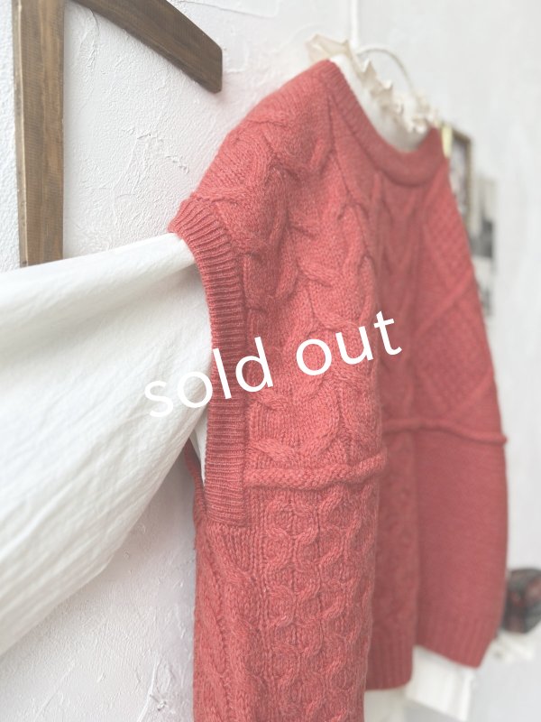 画像3: SO／アラン柄ワイドベスト・ブラッドレッド (3)