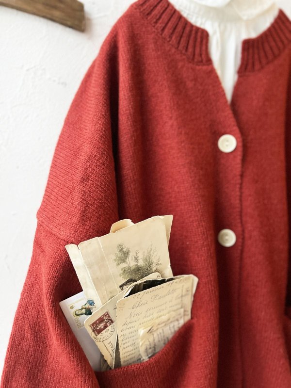 画像4: SO／サイドスリットカーディガン・オキシドレッド (4)