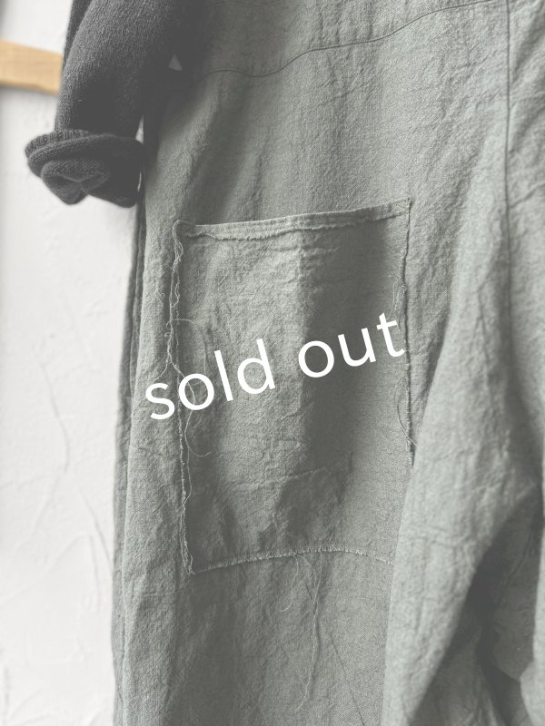 画像6: Libera&Capricciosa／天日干しリネンオーバーオール・ダークブルッシュグリーン (6)