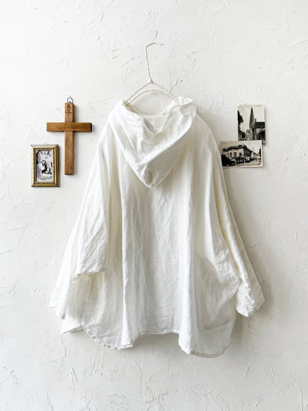 画像8: Libera&Capricciosa／オリーブオイルリネンフードプルオーバー・オフ (8)