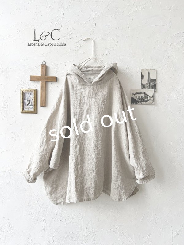 画像2: Libera&Capricciosa／天日干しリネンフードプルオーバー・フラックス (2)