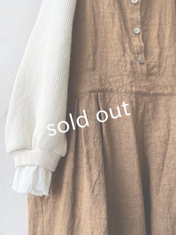 画像4: Libera&Capricciosa／天日干しリネンオーバーオール・柿渋 (4)