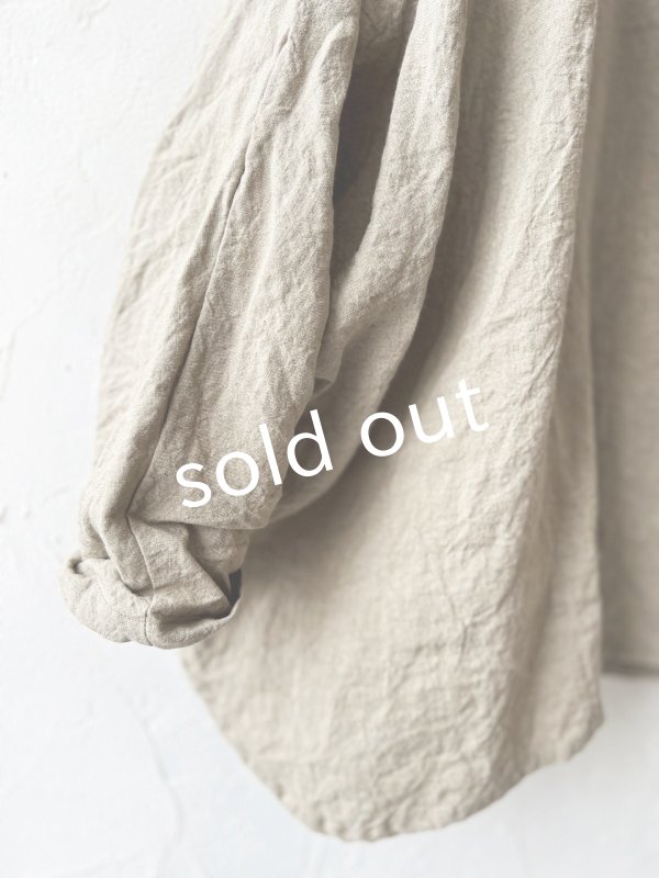 画像3: Libera&Capricciosa／天日干しリネンフードプルオーバー・オリーブ (3)