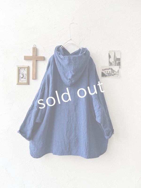 画像5: Libera&Capricciosa／天日干しリネンフードプルオーバー・インクブルー (5)