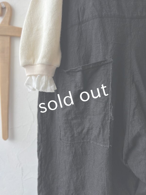 画像5: Libera&Capricciosa／天日干しリネンオーバーオール・黒 (5)