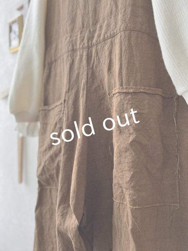 画像9: Libera&Capricciosa／天日干しリネンオーバーオール・柿渋 (9)