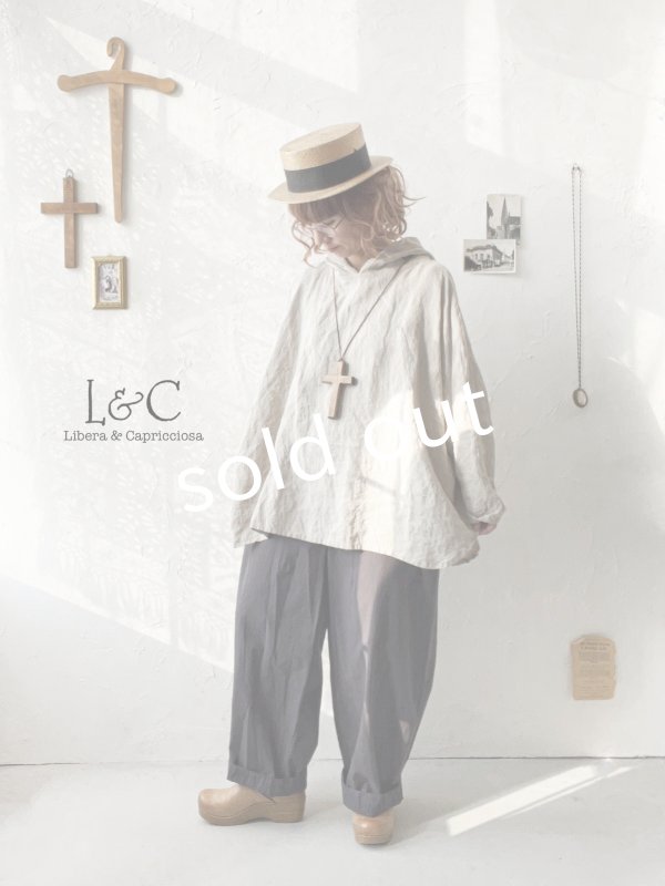 画像10: Libera&Capricciosa／オリーブオイルリネンフードプルオーバー・オフ (10)