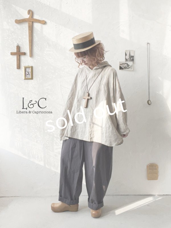 画像6: Libera&Capricciosa／天日干しリネンフードプルオーバー・オフ (6)