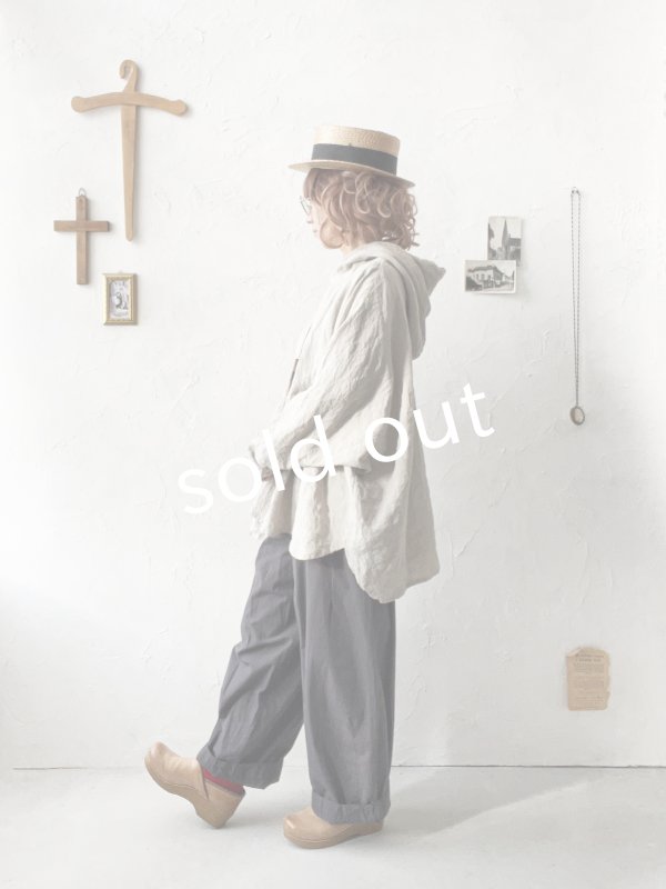 画像12: Libera&Capricciosa／オリーブオイルリネンフードプルオーバー・オフ (12)