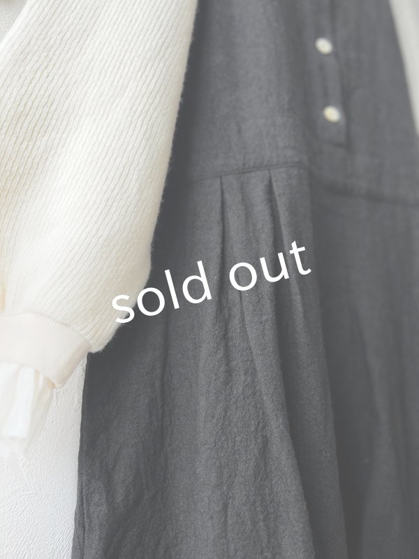 画像3: Libera&Capricciosa／天日干しリネンオーバーオール・黒 (3)