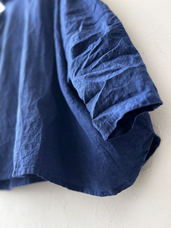 画像4: Libera&Capricciosa／天日干しリネンフードプルオーバー・インクブルー (4)