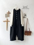 画像1: Libera&Capricciosa／天日干しリネンオーバーオール・黒 (1)