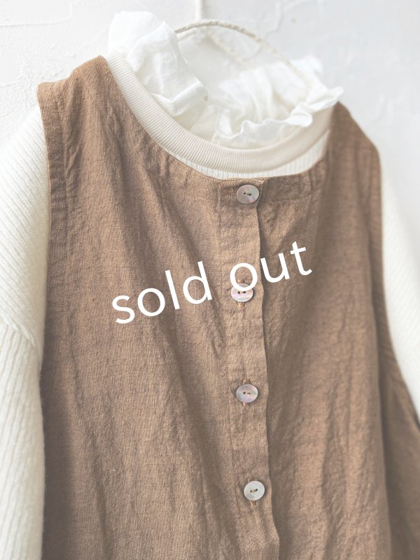 画像2: Libera&Capricciosa／天日干しリネンオーバーオール・柿渋 (2)