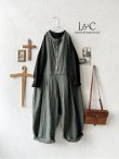 画像1: Libera&Capricciosa／天日干しリネンオーバーオール・ダークブルッシュグリーン (1)