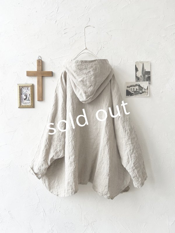 画像10: Libera&Capricciosa／天日干しリネンフードプルオーバー・フラックス (10)