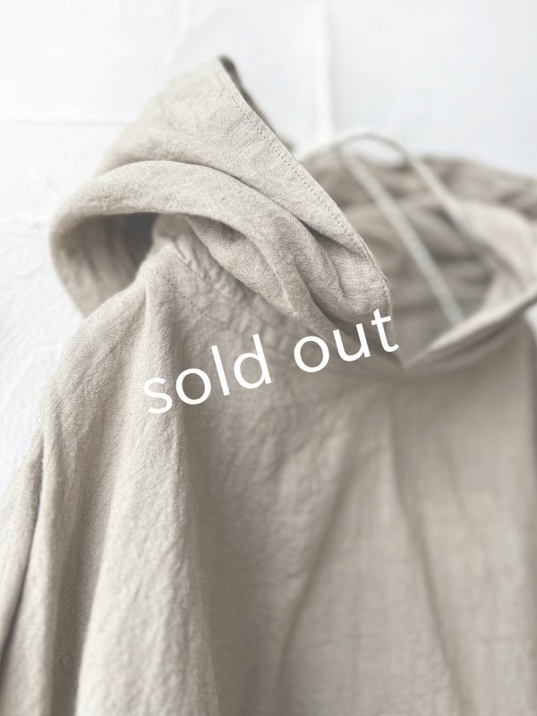 画像2: Libera&Capricciosa／天日干しリネンフードプルオーバー・オリーブ (2)