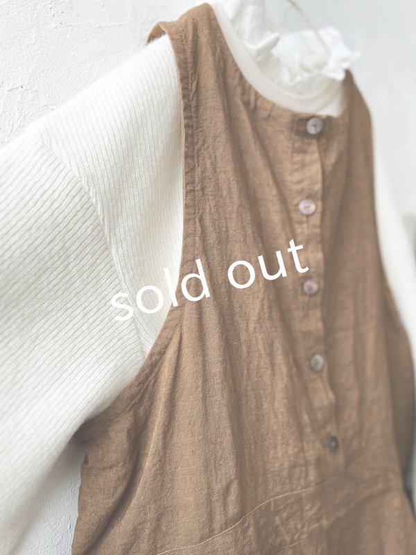 画像3: Libera&Capricciosa／天日干しリネンオーバーオール・柿渋 (3)