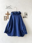 画像1: Libera&Capricciosa／天日干しリネンフードプルオーバー・インクブルー (1)