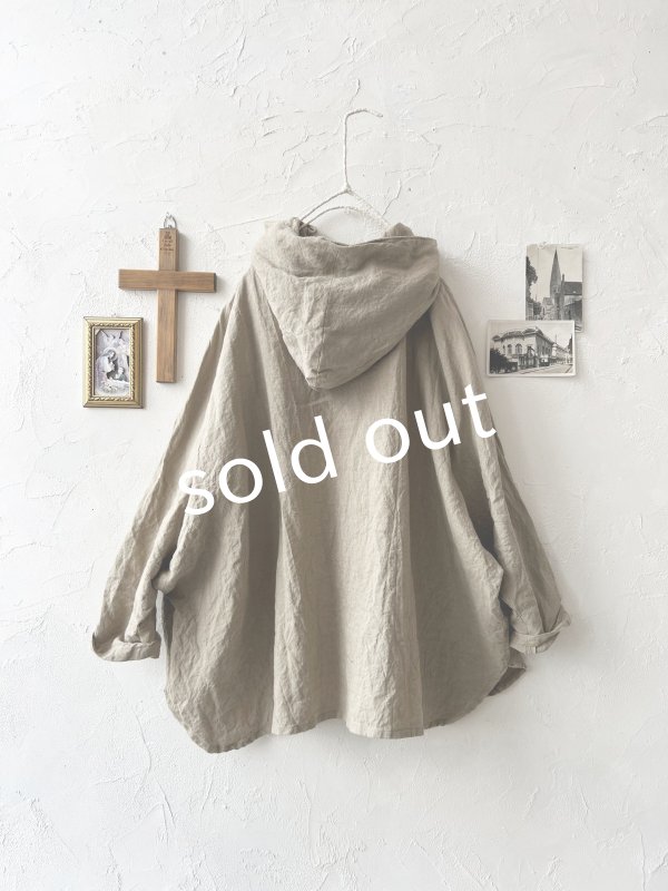 画像5: Libera&Capricciosa／天日干しリネンフードプルオーバー・オリーブ (5)