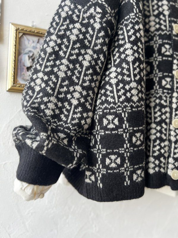 画像4: SO／チロリアンニット2wayカーディガン・ブラック×オートミール (4)