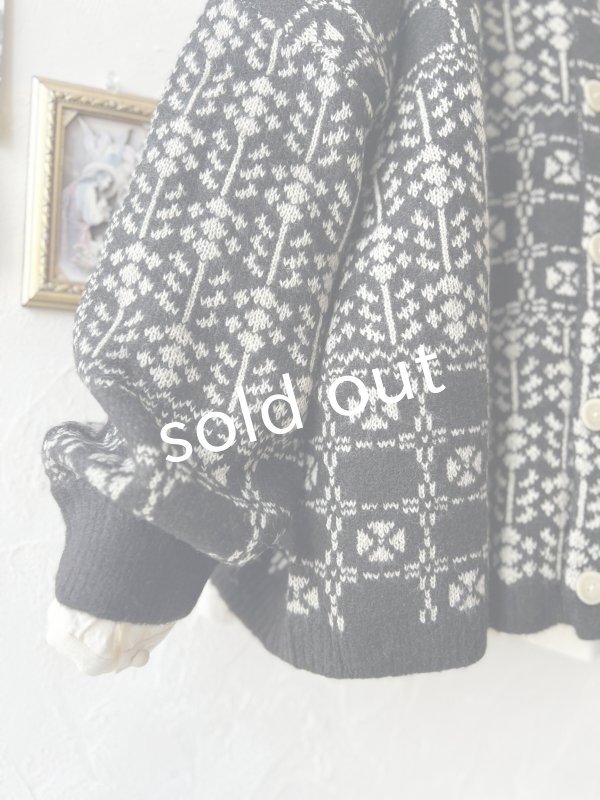 画像4: SO／チロリアンニット2wayカーディガン・ブラック×オートミール (4)