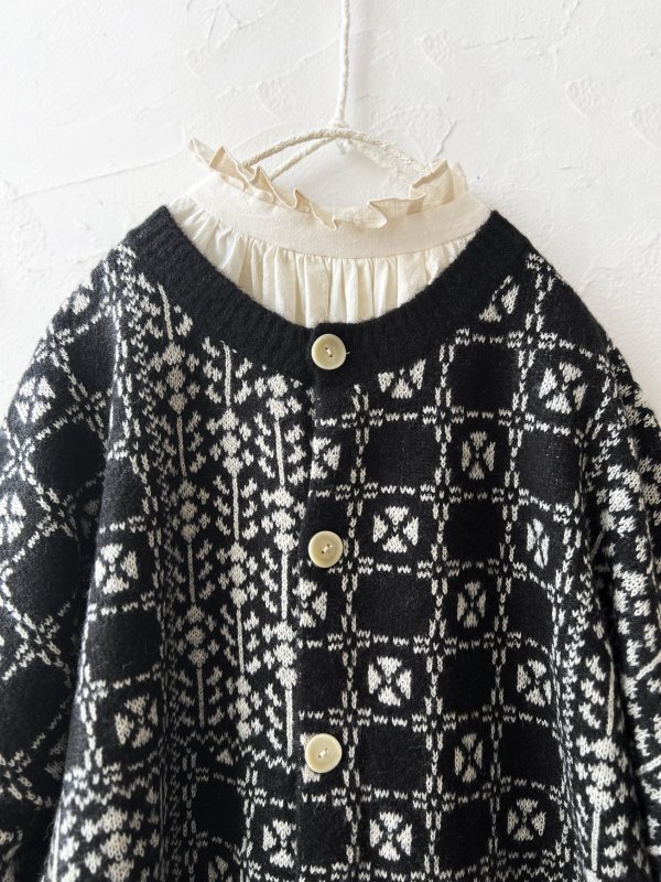 画像2: SO／チロリアンニット2wayカーディガン・ブラック×オートミール (2)