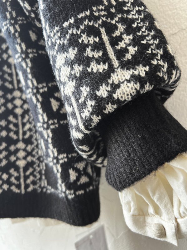 画像5: SO／チロリアンニット2wayカーディガン・ブラック×オートミール (5)