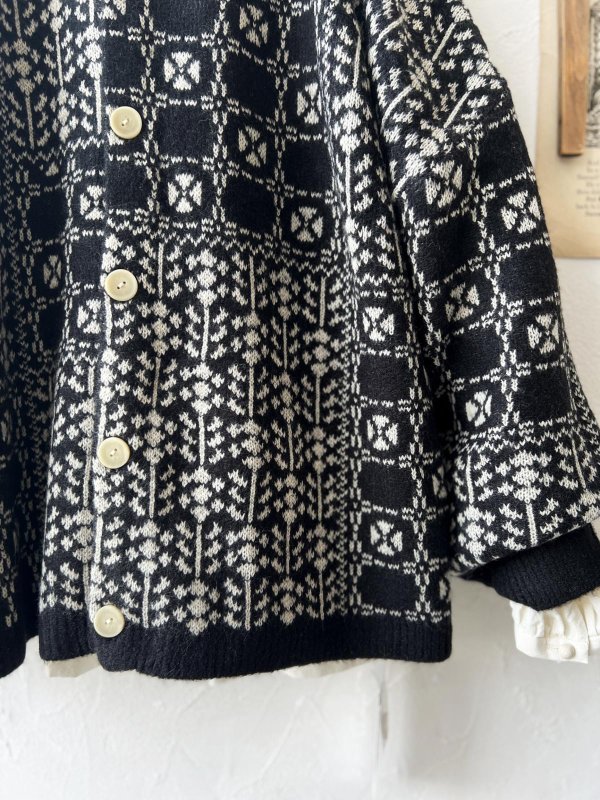 画像3: SO／チロリアンニット2wayカーディガン・ブラック×オートミール (3)