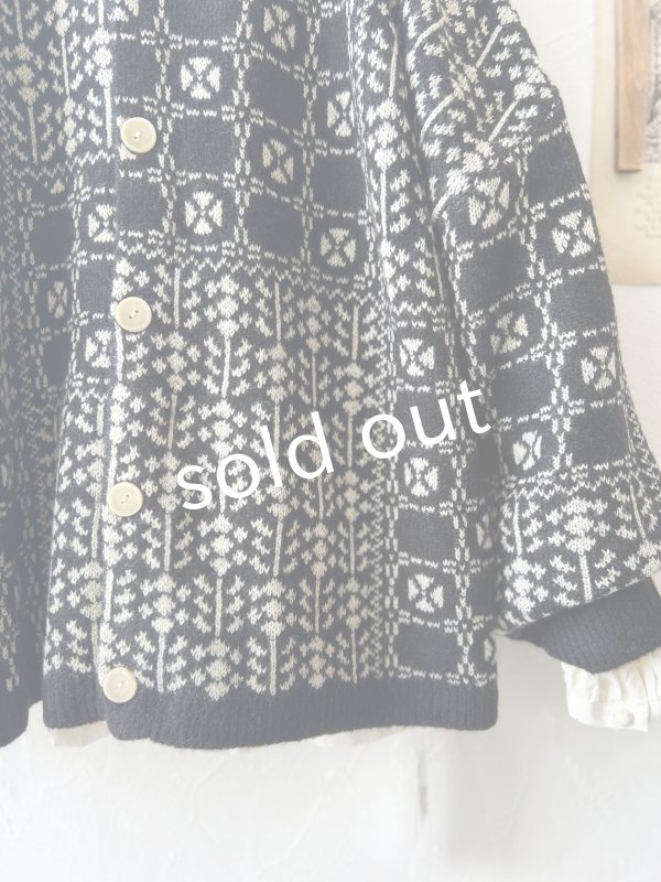 画像3: SO／チロリアンニット2wayカーディガン・ブラック×オートミール (3)