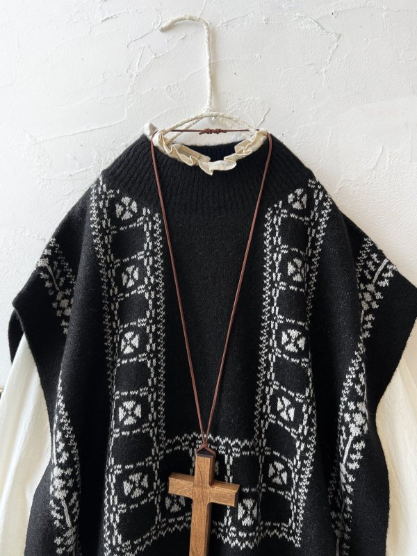 画像2: SO／チロリアンニットベスト・ブラック×オートミール (2)