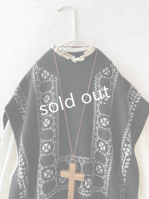 画像2: SO／チロリアンニットベスト・ブラック×オートミール (2)