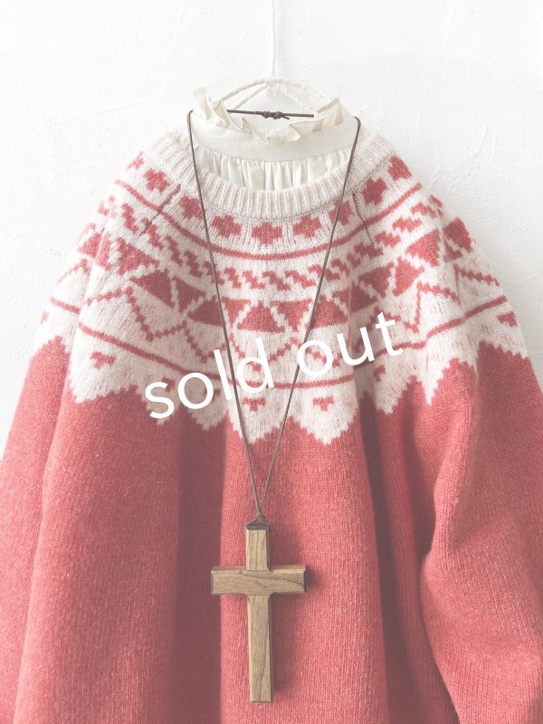 画像2: SO／ノルディックニットプルオーバー・ブラッドレッド (2)