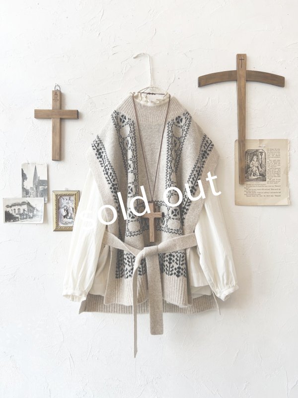 画像9: SO／チロリアンニットベスト・オートミール×ブラック (9)