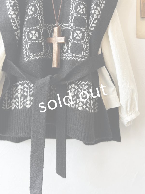 画像6: SO／チロリアンニットベスト・ブラック×オートミール (6)