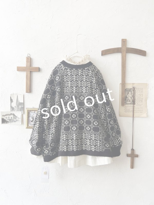 画像6: SO／チロリアンニット2wayカーディガン・ブラック×オートミール (6)