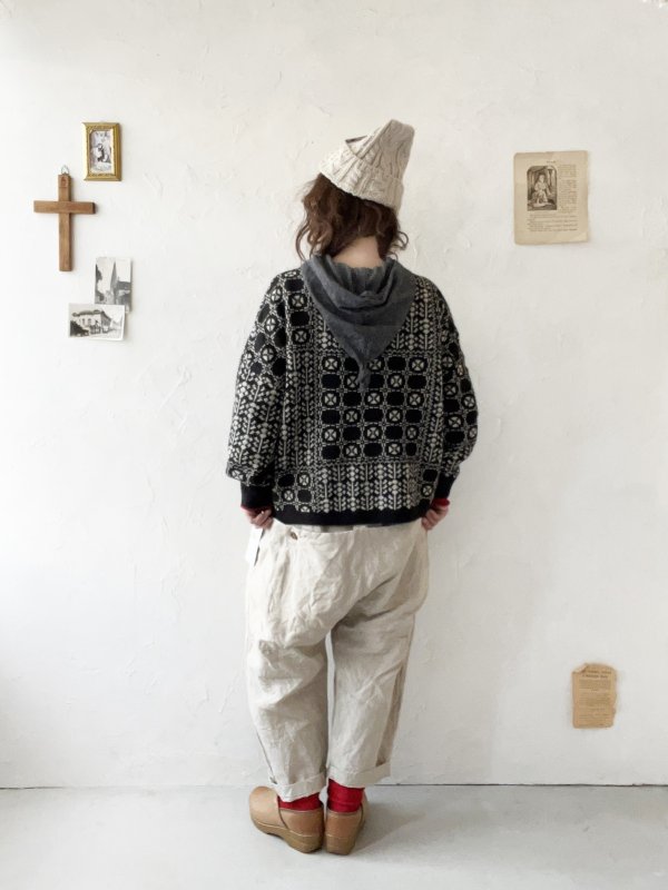 画像9: SO／チロリアンニット2wayカーディガン・ブラック×オートミール (9)