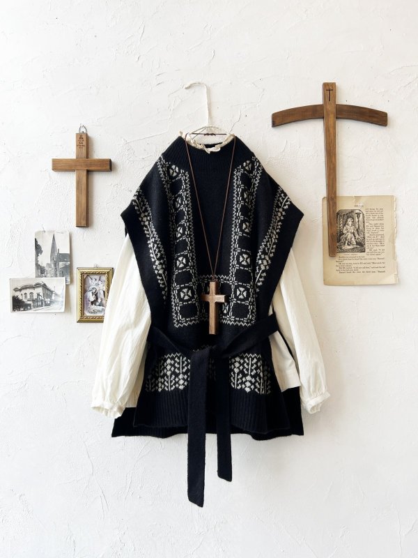 画像5: SO／チロリアンニットベスト・ブラック×オートミール (5)