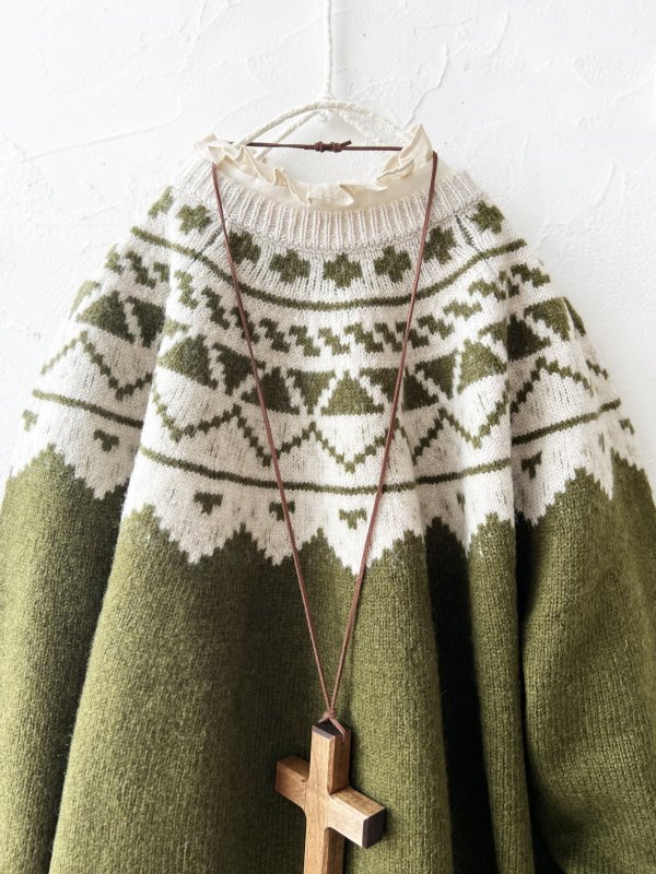 画像2: SO／ノルディックニットプルオーバー・モスグリーン (2)