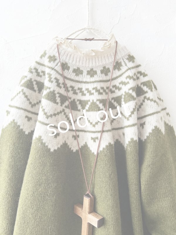画像2: SO／ノルディックニットプルオーバー・モスグリーン (2)