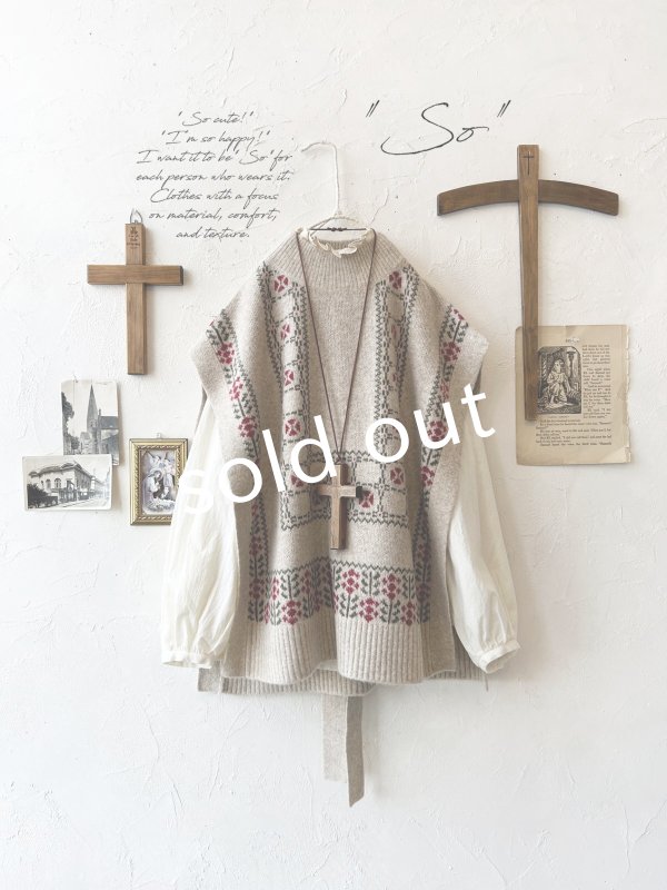 画像2: SO／チロリアンニットベスト・オートミール×カラー (2)