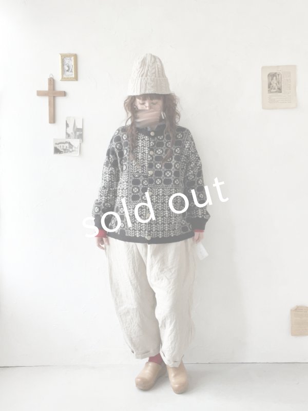 画像8: SO／チロリアンニット2wayカーディガン・ブラック×オートミール (8)